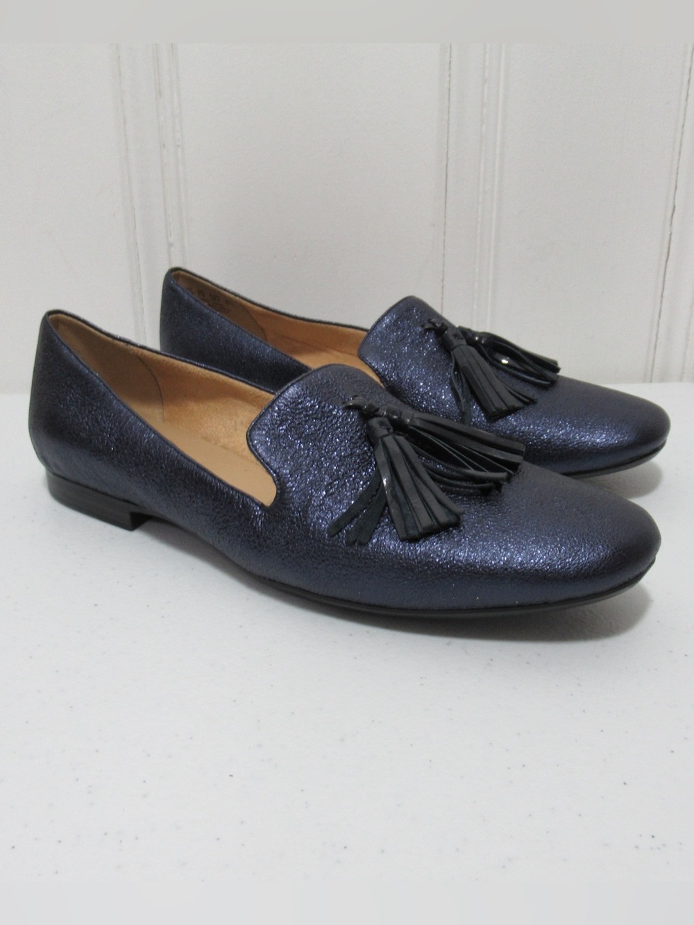 Naturalizer Navy Metallic Tassel Slip-On Loafers Size 9.5